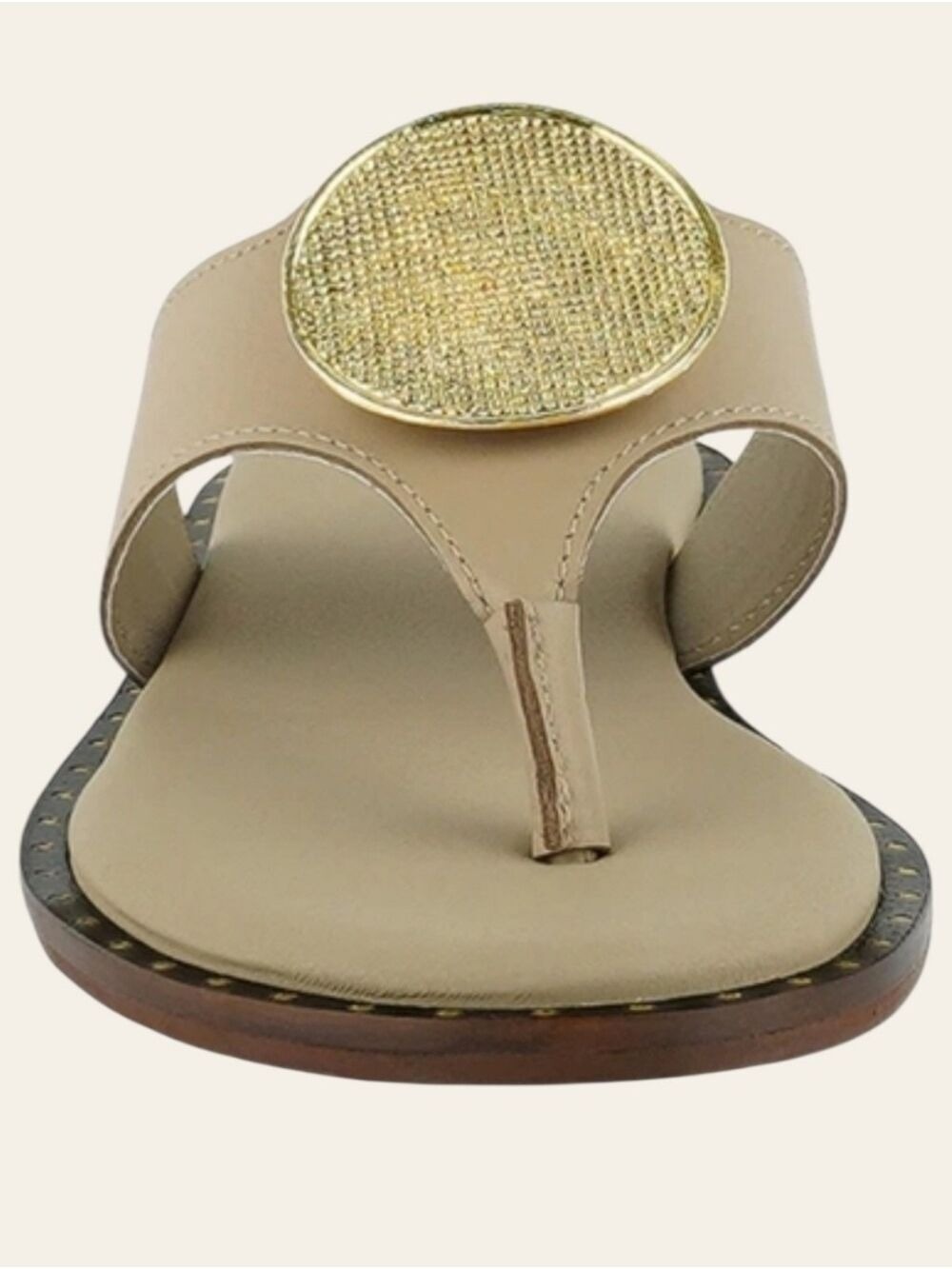 Genuine Leather Rag & Co Minimal Luxe Sandals Gold Medallion NWT 7.5 NWT - Picture 6 of 8